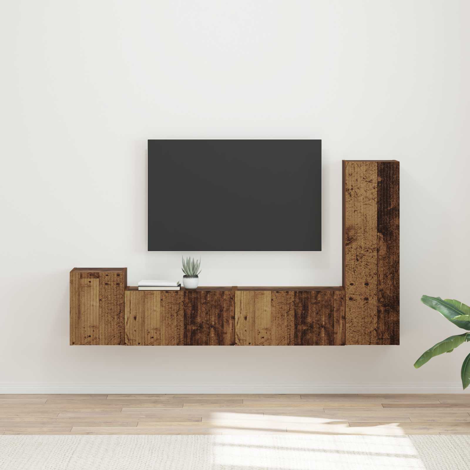 vidaXL TV Cabinet Set 4 pcs Old Wood Engineered Wood 1