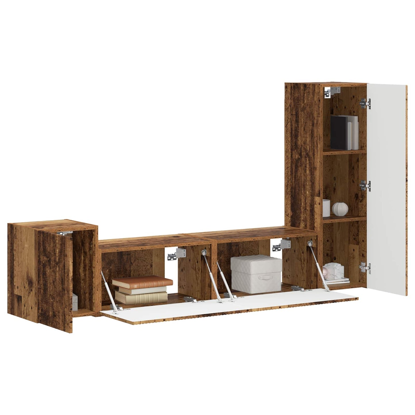 vidaXL TV Cabinet Set 4 pcs Old Wood Engineered Wood 3