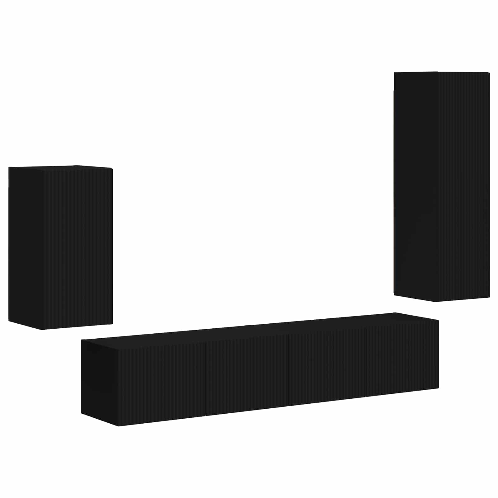 vidaXL TV Cabinet Set 4 pcs Black Engineered Wood 2