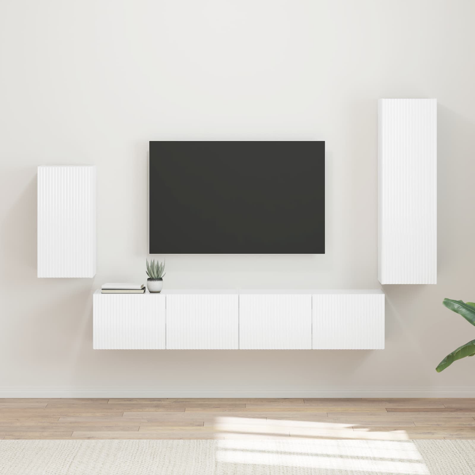 vidaXL TV Cabinet Set 4 pcs High Gloss White Engineered Wood 1