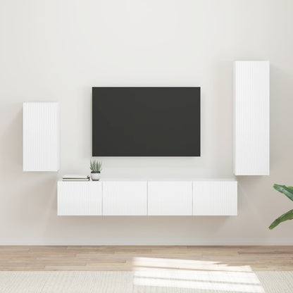 vidaXL TV Cabinet Set 4 pcs High Gloss White Engineered Wood 1