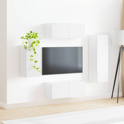 vidaXL TV Cabinet Set 4 pcs High Gloss White Engineered Wood 4