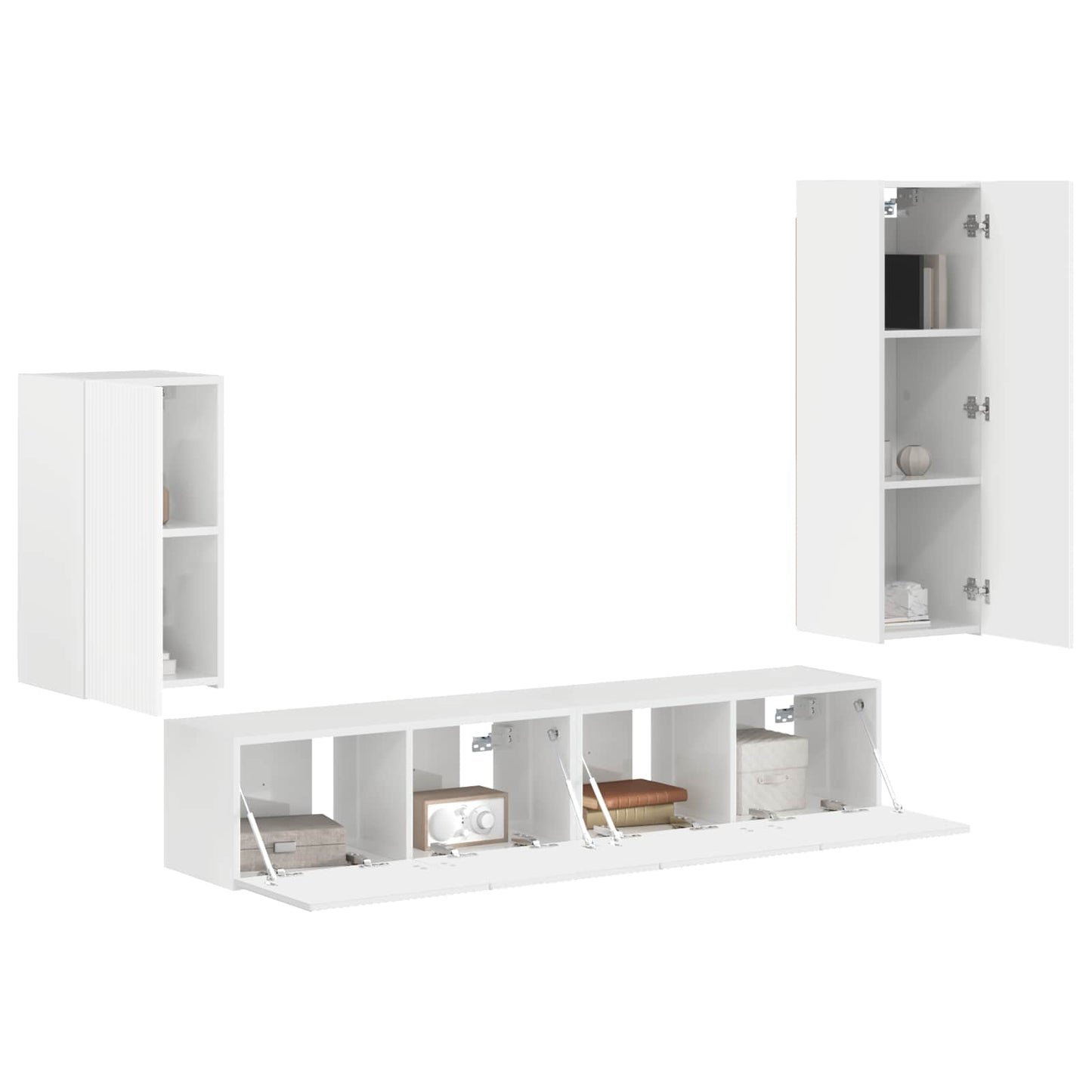 vidaXL TV Cabinet Set 4 pcs High Gloss White Engineered Wood 3