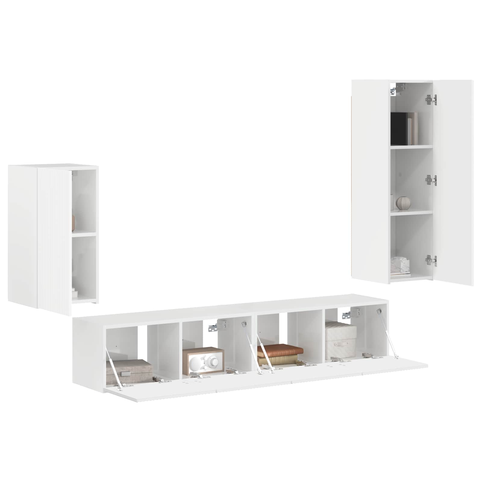 vidaXL TV Cabinet Set 4 pcs High Gloss White Engineered Wood 3