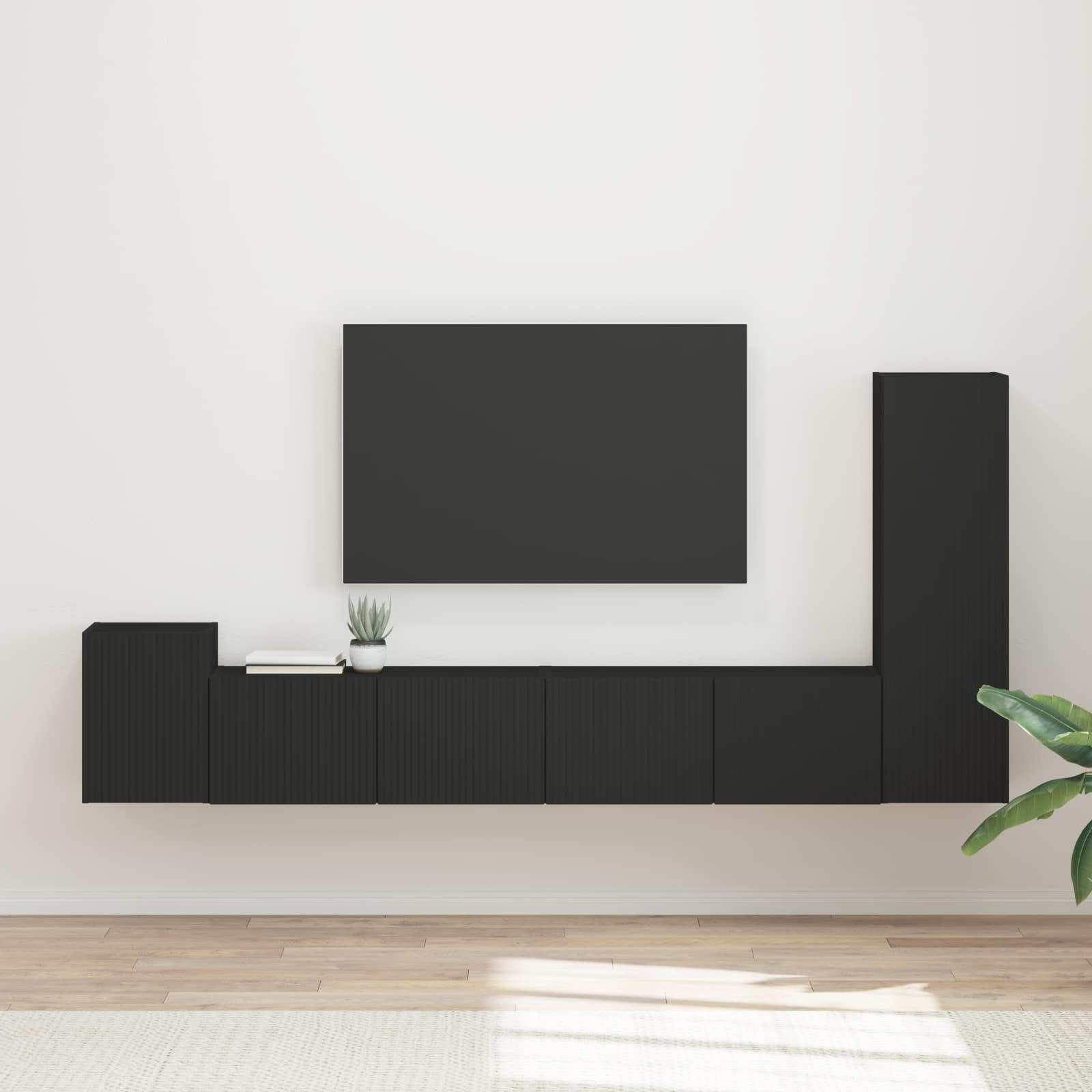vidaXL TV Cabinet Set 3 pcs Black Engineered Wood 1