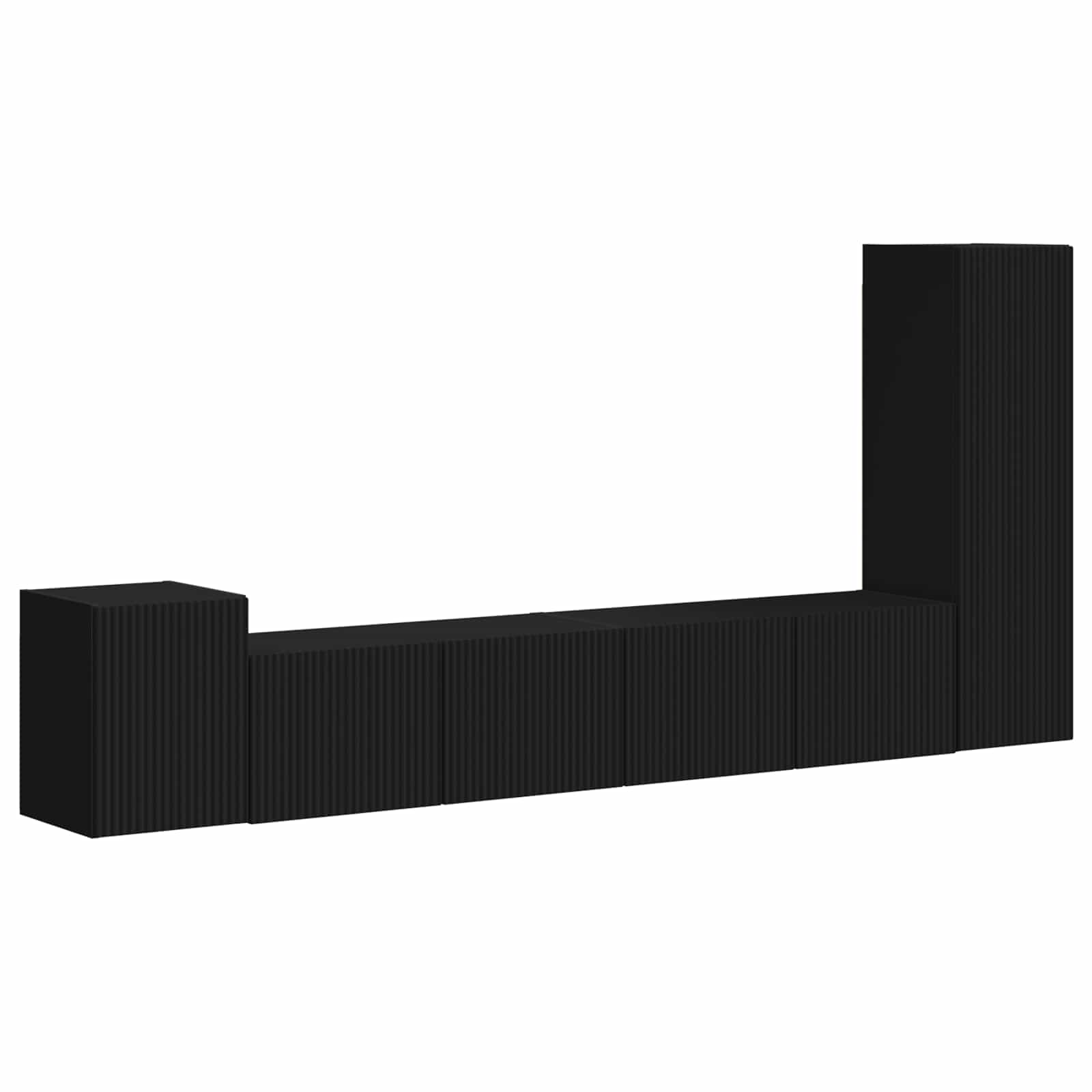 vidaXL TV Cabinet Set 3 pcs Black Engineered Wood 2