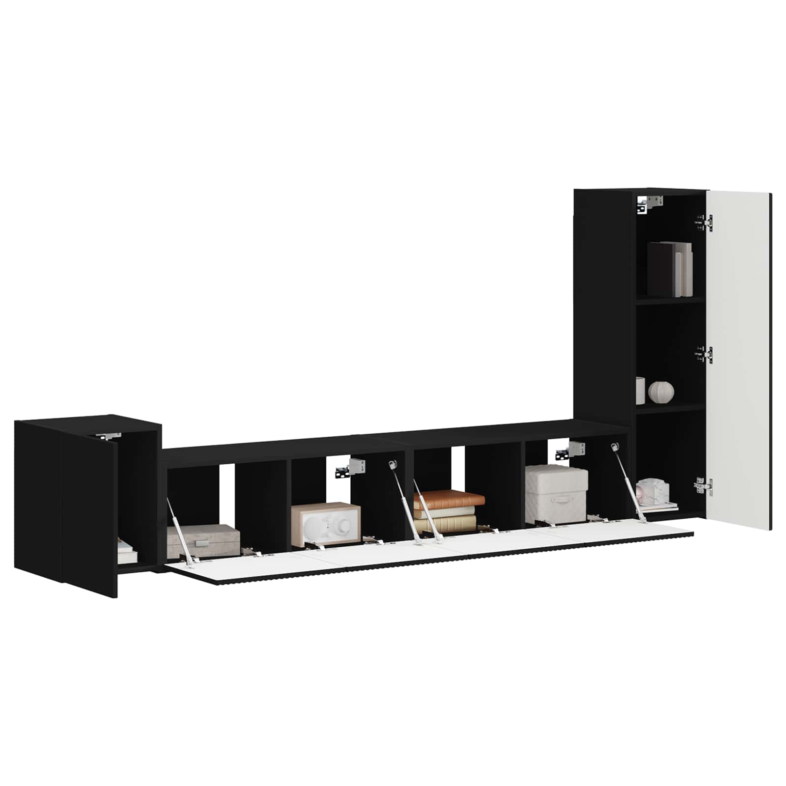 vidaXL TV Cabinet Set 3 pcs Black Engineered Wood 3