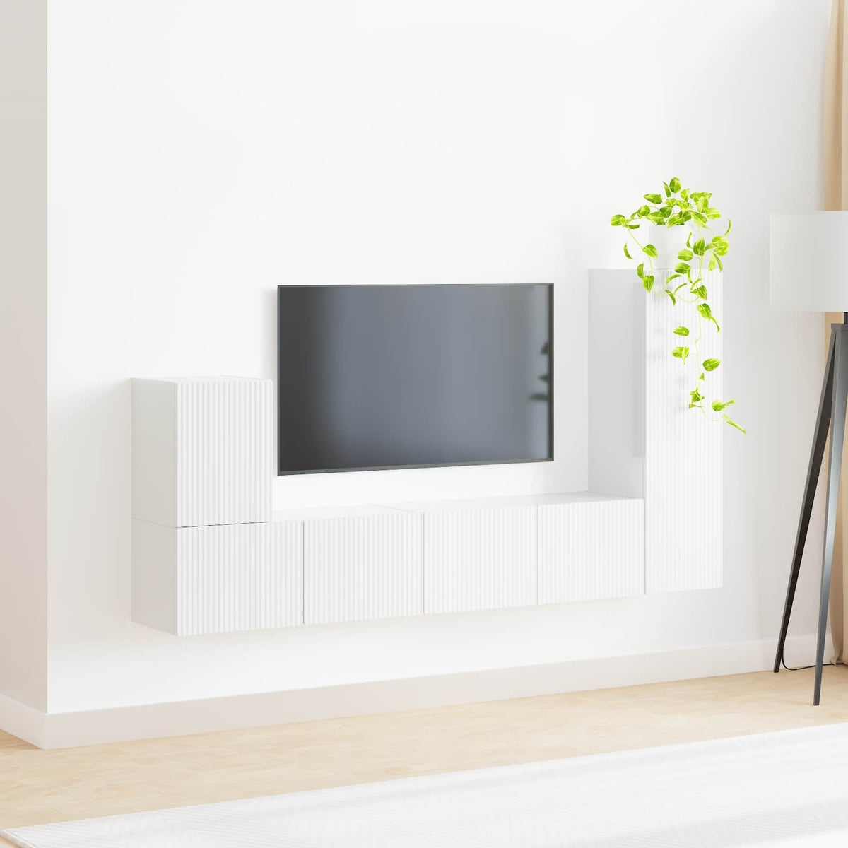 vidaXL TV Cabinet Set 3 pcs High Gloss White Engineered Wood 4