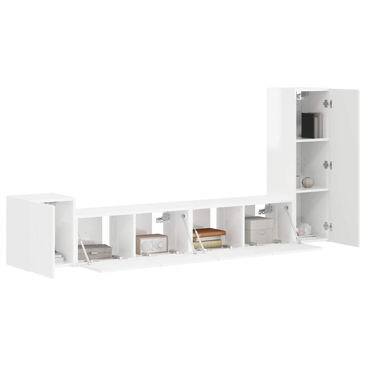 vidaXL TV Cabinet Set 3 pcs High Gloss White Engineered Wood 3