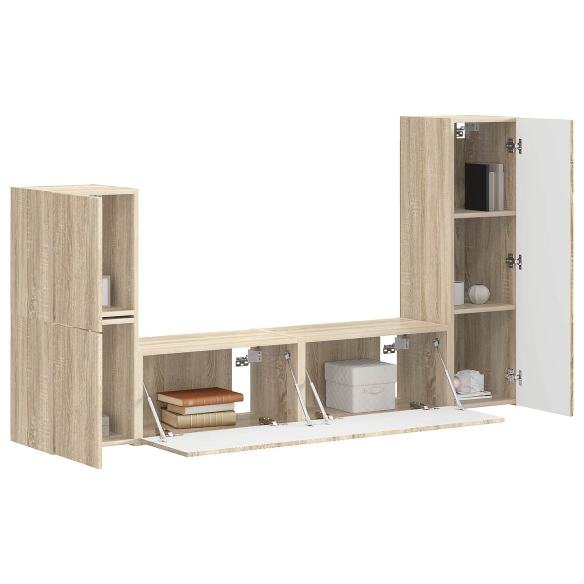 vidaXL TV Cabinet Set 4 pcs Sonoma Oak Engineered Wood 3