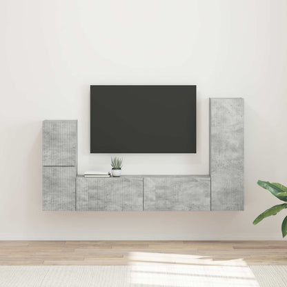 vidaXL TV Cabinet Set 4 pcs Concrete Grey Engineered Wood 1