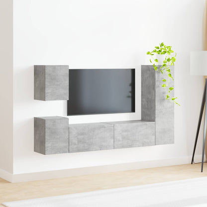 vidaXL TV Cabinet Set 4 pcs Concrete Grey Engineered Wood 4