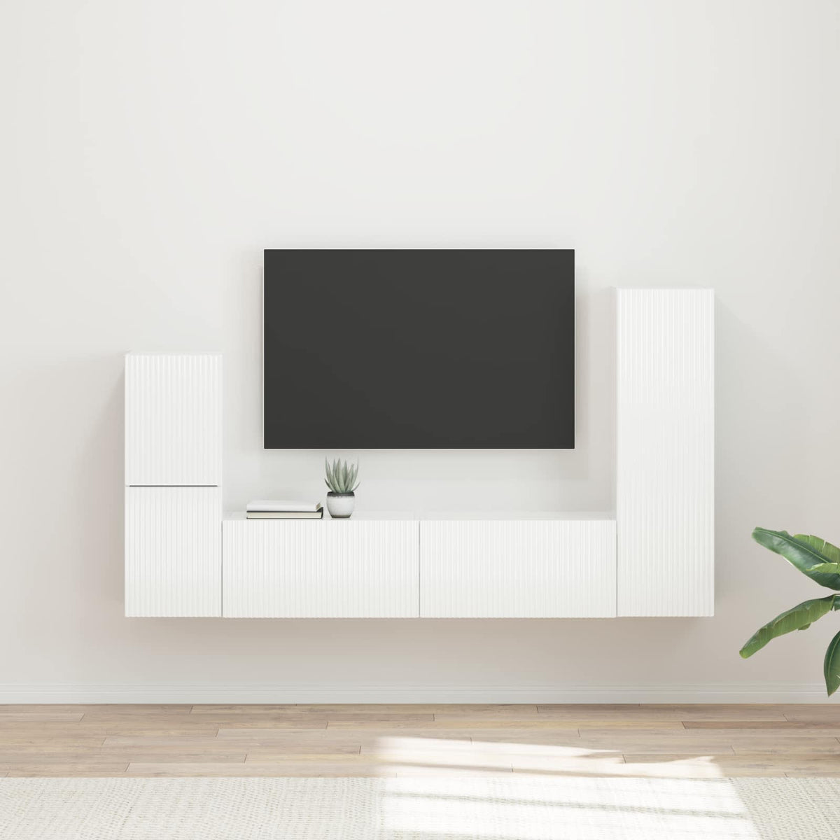 vidaXL TV Cabinet Set 4 pcs High Gloss White Engineered Wood 1