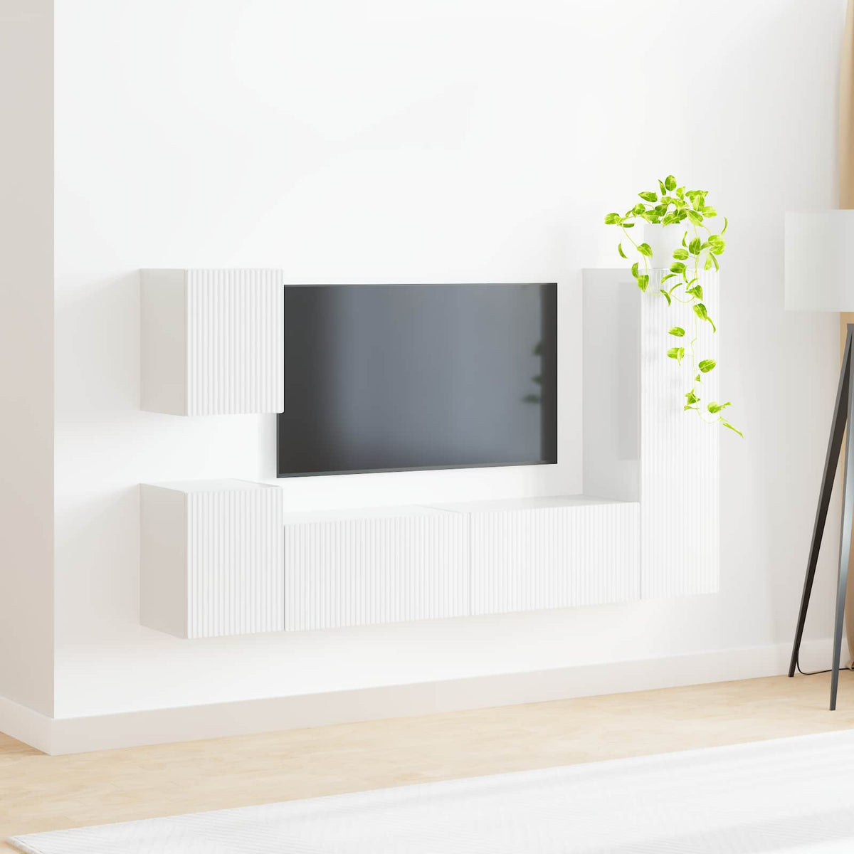 vidaXL TV Cabinet Set 4 pcs High Gloss White Engineered Wood 4