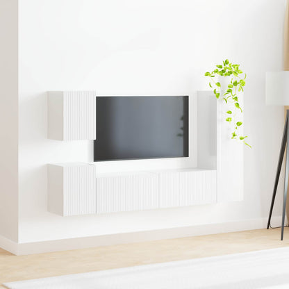 vidaXL TV Cabinet Set 4 pcs High Gloss White Engineered Wood 4