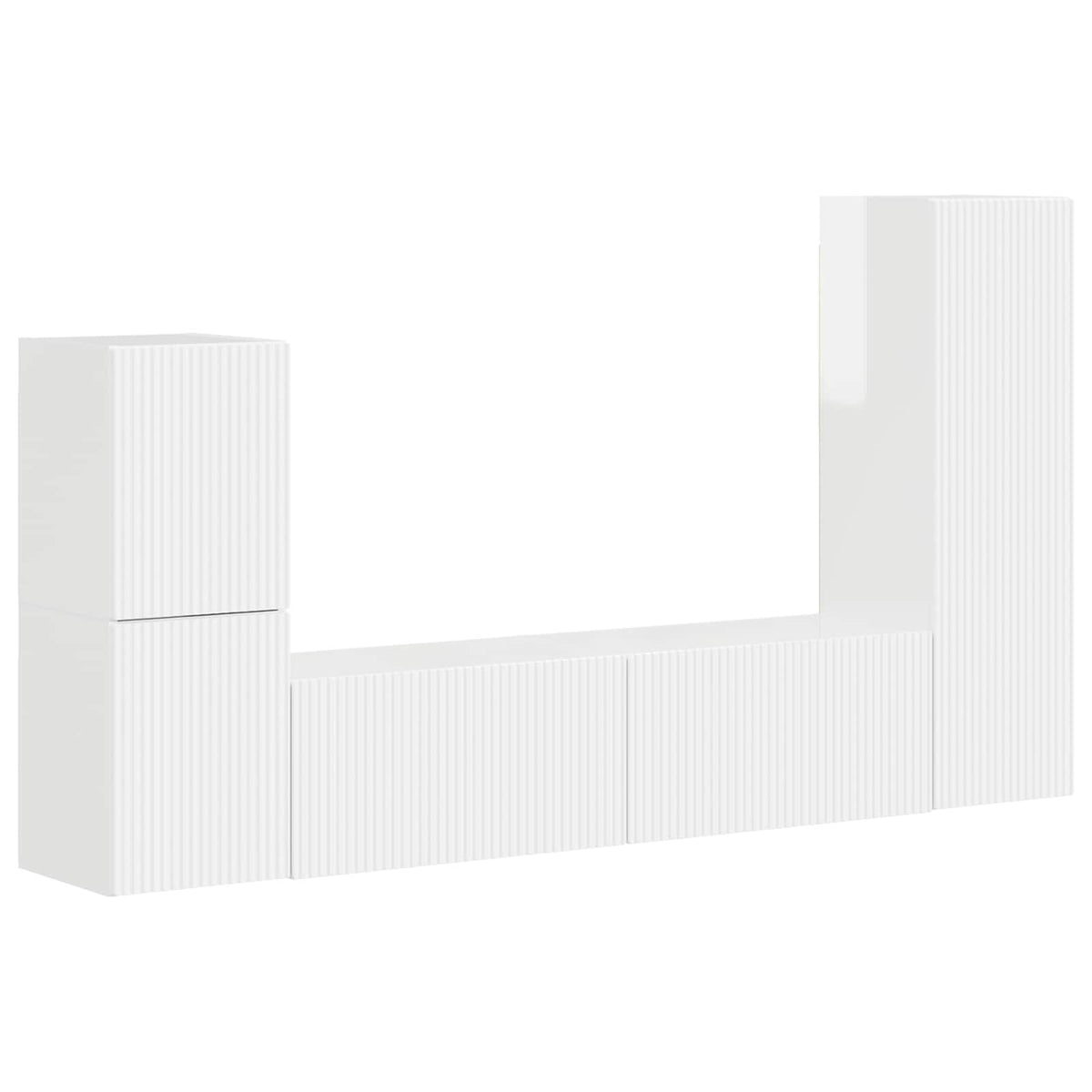 vidaXL TV Cabinet Set 4 pcs High Gloss White Engineered Wood 2