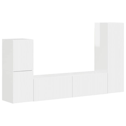 vidaXL TV Cabinet Set 4 pcs High Gloss White Engineered Wood 2