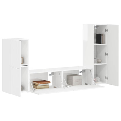 vidaXL TV Cabinet Set 4 pcs High Gloss White Engineered Wood 3