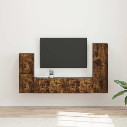 vidaXL TV Cabinet Set 4 pcs Smoked Oak Engineered Wood 1