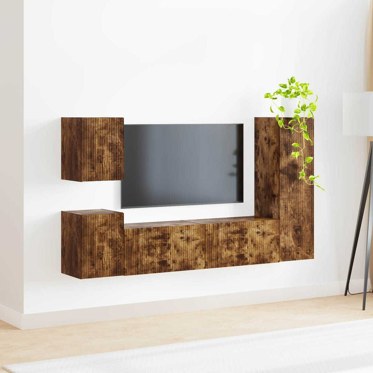 vidaXL TV Cabinet Set 4 pcs Smoked Oak Engineered Wood 4