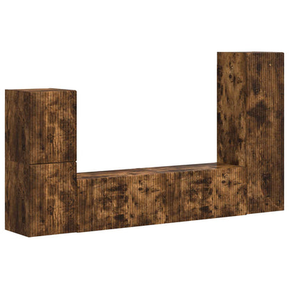 vidaXL TV Cabinet Set 4 pcs Smoked Oak Engineered Wood 2