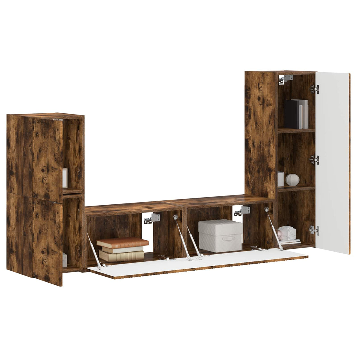 vidaXL TV Cabinet Set 4 pcs Smoked Oak Engineered Wood 3