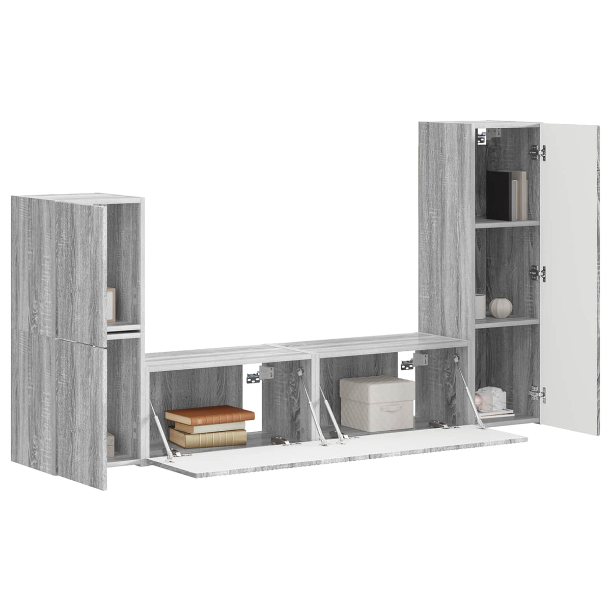 vidaXL TV Cabinet Set 4 pcs Grey Sonoma Engineered Wood 3