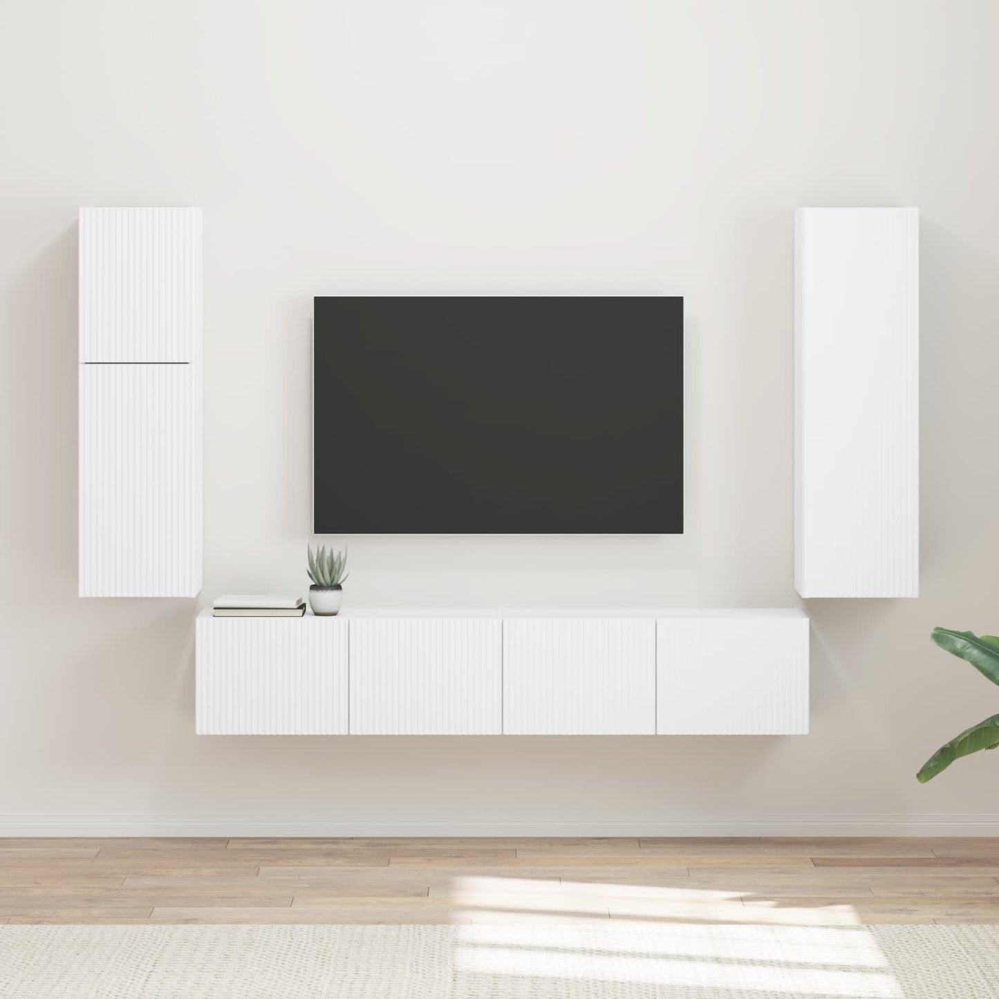 vidaXL TV Cabinet Set 4 pcs White Engineered Wood 1