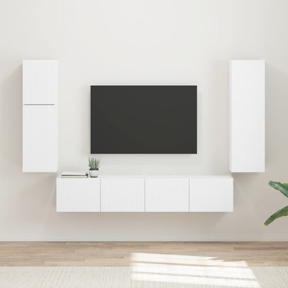 vidaXL TV Cabinet Set 4 pcs White Engineered Wood 1