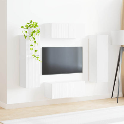 vidaXL TV Cabinet Set 4 pcs White Engineered Wood 4