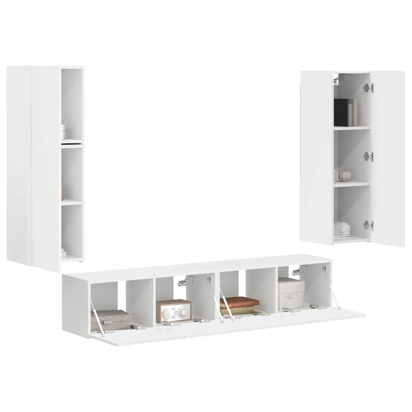 vidaXL TV Cabinet Set 4 pcs White Engineered Wood 3