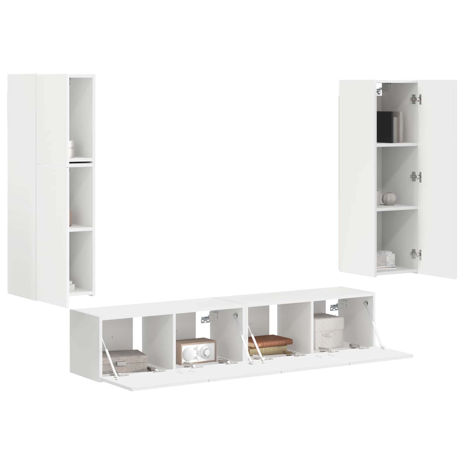 vidaXL TV Cabinet Set 4 pcs White Engineered Wood 3