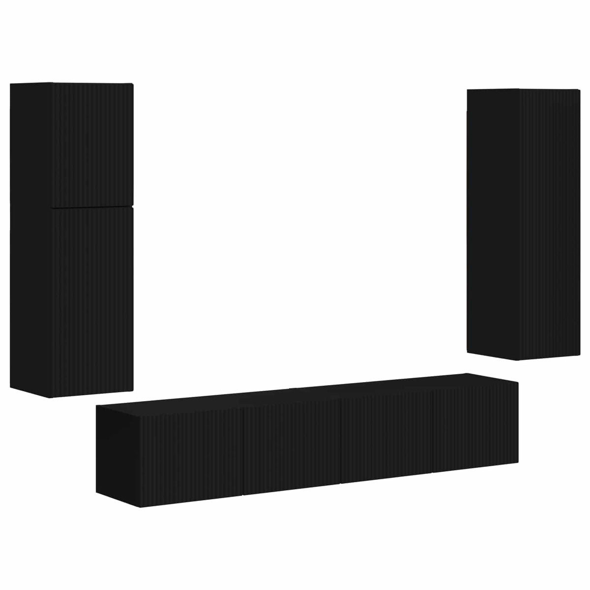 vidaXL TV Cabinet Set 4 pcs Black Engineered Wood 2