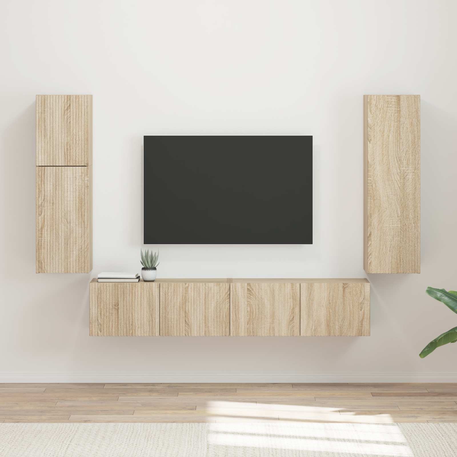 vidaXL TV Cabinet Set 4 pcs Sonoma Oak Engineered Wood 1