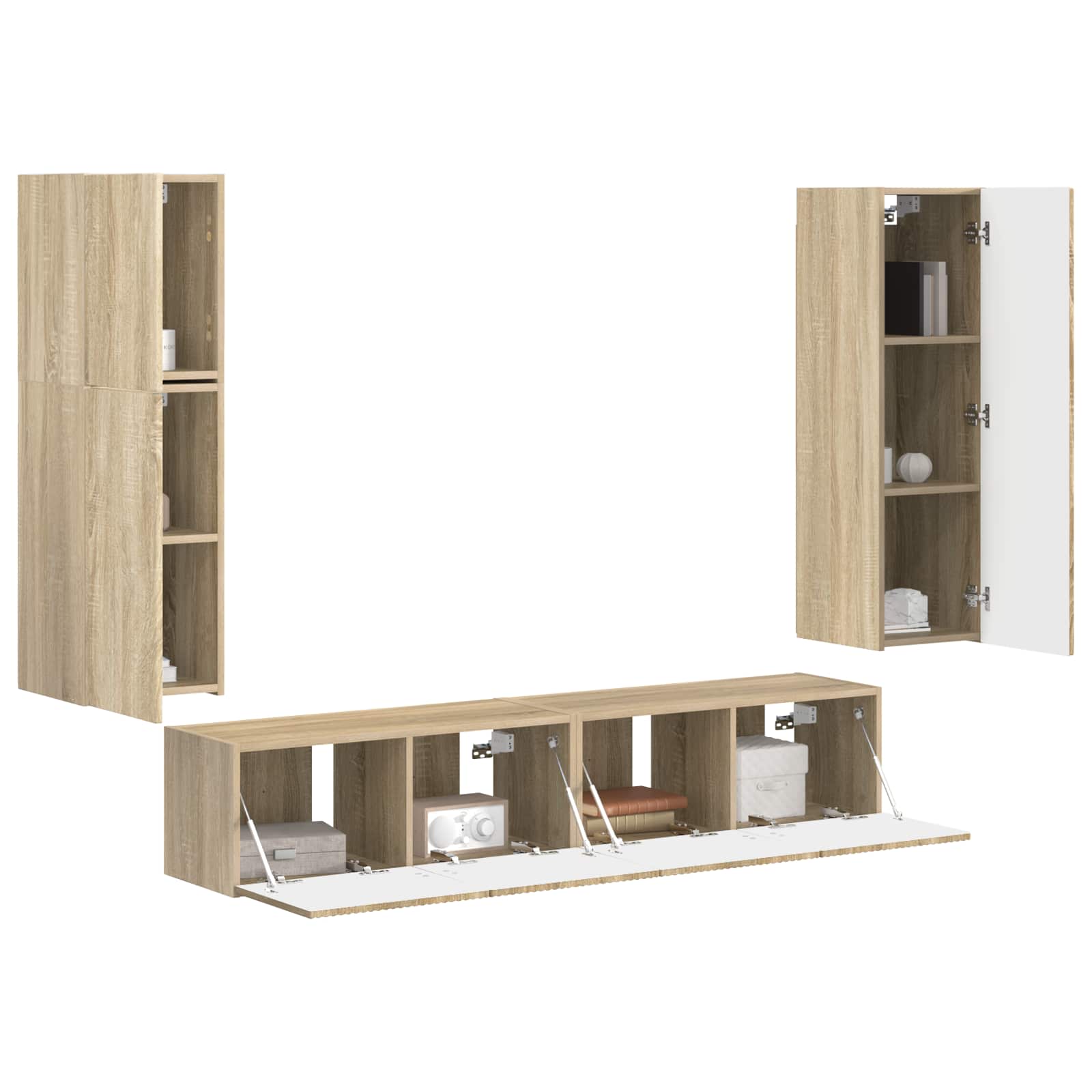 vidaXL TV Cabinet Set 4 pcs Sonoma Oak Engineered Wood 3