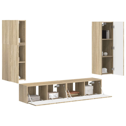 vidaXL TV Cabinet Set 4 pcs Sonoma Oak Engineered Wood 3