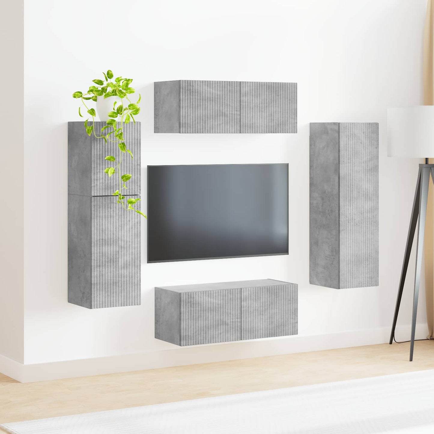 vidaXL TV Cabinet Set 4 pcs Concrete Grey Engineered Wood 4
