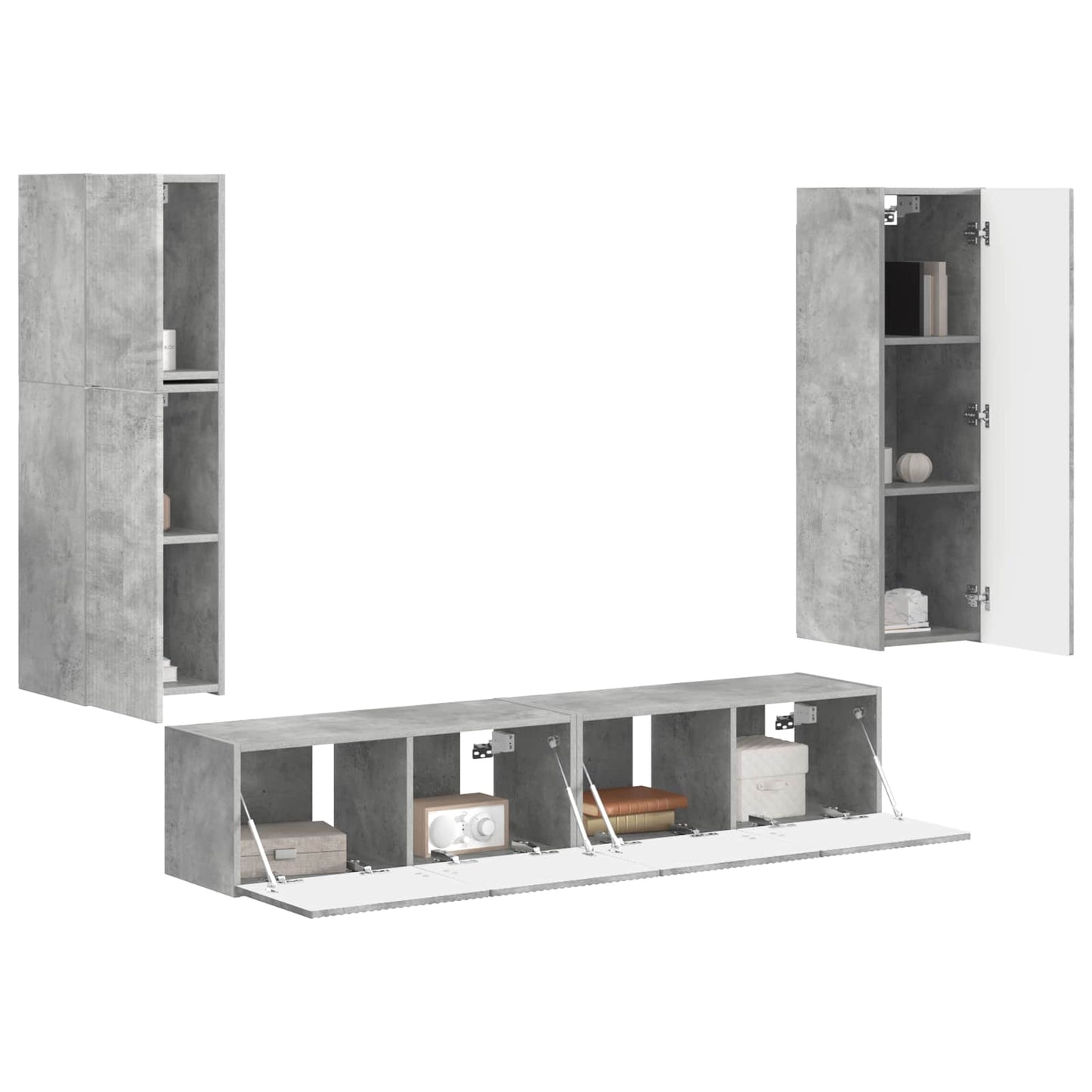 vidaXL TV Cabinet Set 4 pcs Concrete Grey Engineered Wood 3