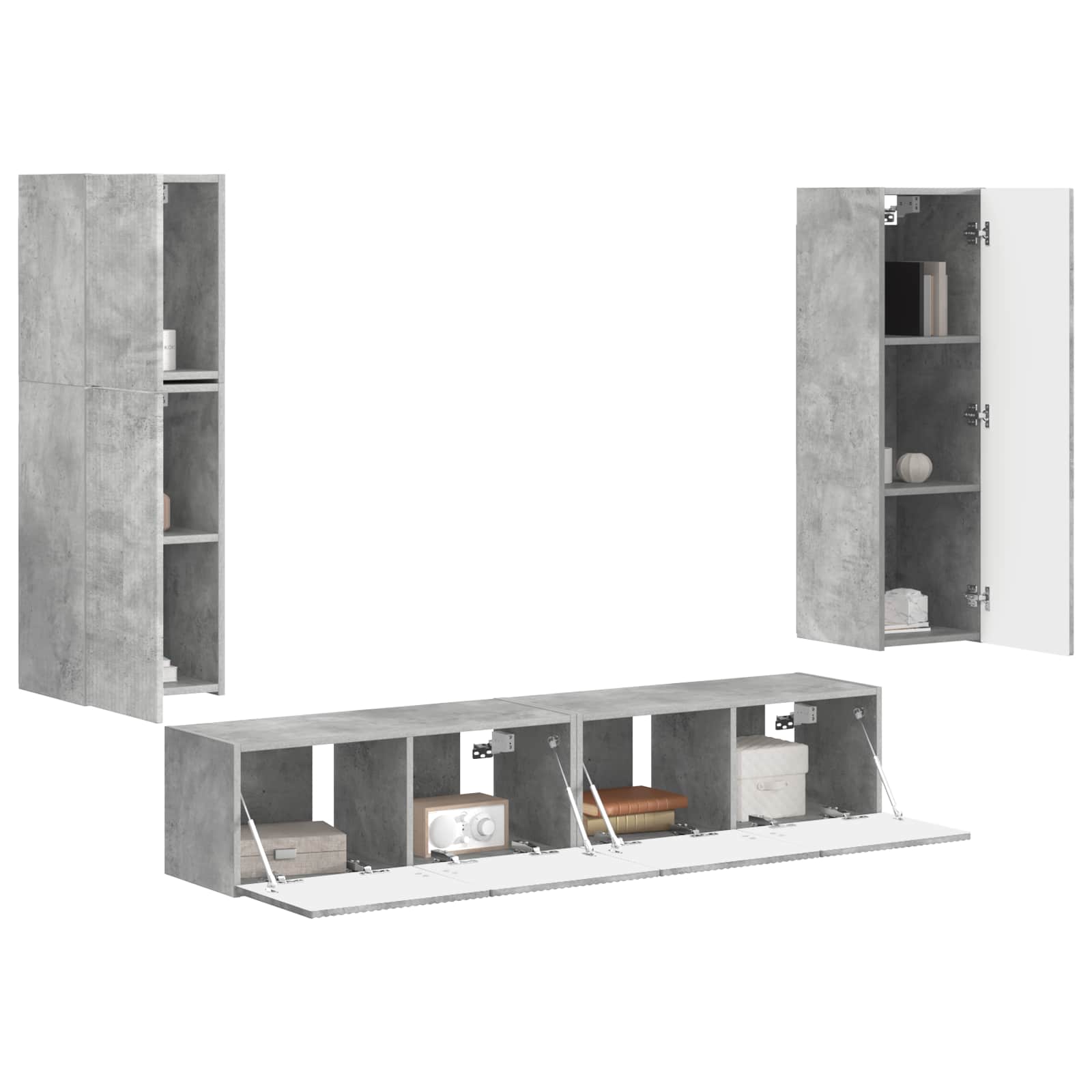 vidaXL TV Cabinet Set 4 pcs Concrete Grey Engineered Wood 3