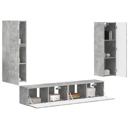 vidaXL TV Cabinet Set 4 pcs Concrete Grey Engineered Wood 3