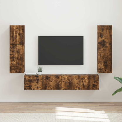 vidaXL TV Cabinet Set 4 pcs Smoked Oak Engineered Wood 1