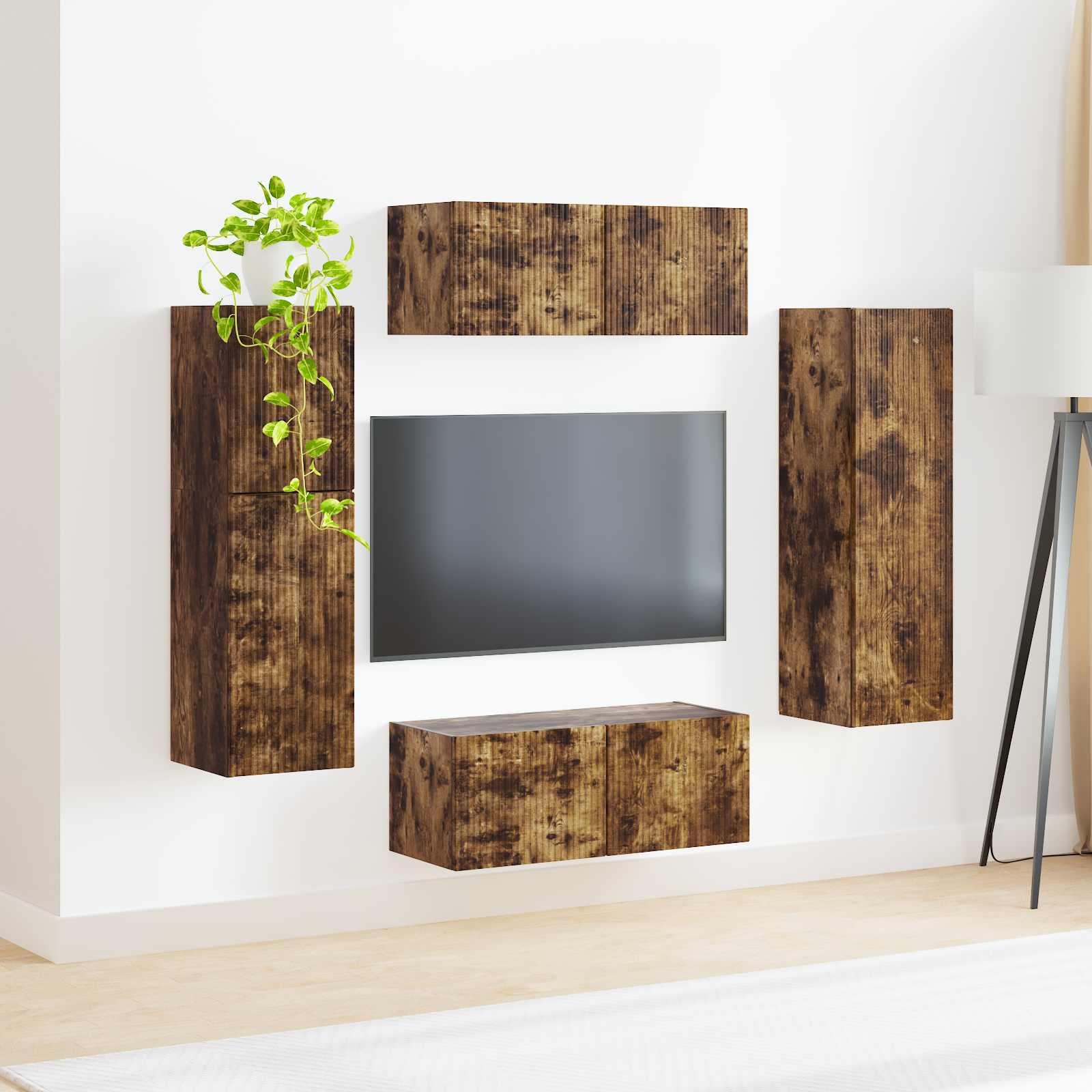 vidaXL TV Cabinet Set 4 pcs Smoked Oak Engineered Wood 4