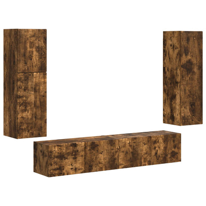 vidaXL TV Cabinet Set 4 pcs Smoked Oak Engineered Wood 2