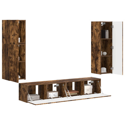 vidaXL TV Cabinet Set 4 pcs Smoked Oak Engineered Wood 3
