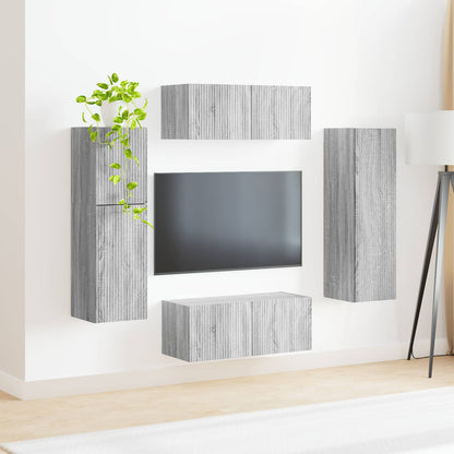 vidaXL TV Cabinet Set 4 pcs Grey Sonoma Engineered Wood 4