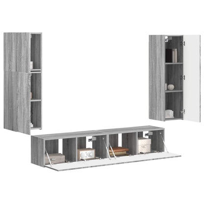 vidaXL TV Cabinet Set 4 pcs Grey Sonoma Engineered Wood 3