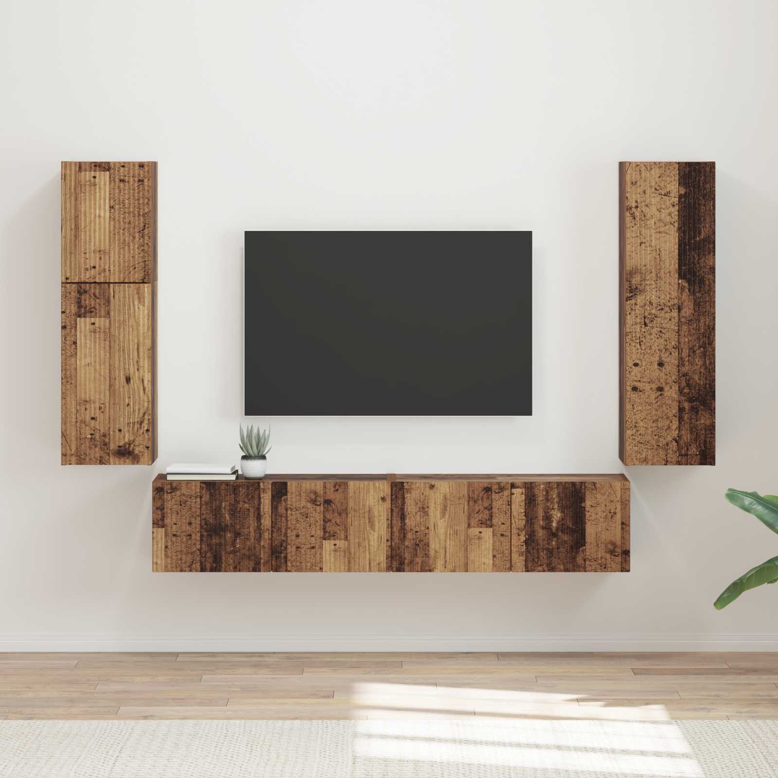 vidaXL TV Cabinet Set 4 pcs Old Wood Engineered Wood 1