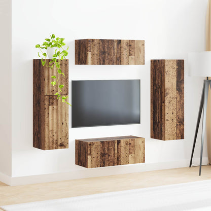vidaXL TV Cabinet Set 4 pcs Old Wood Engineered Wood 4