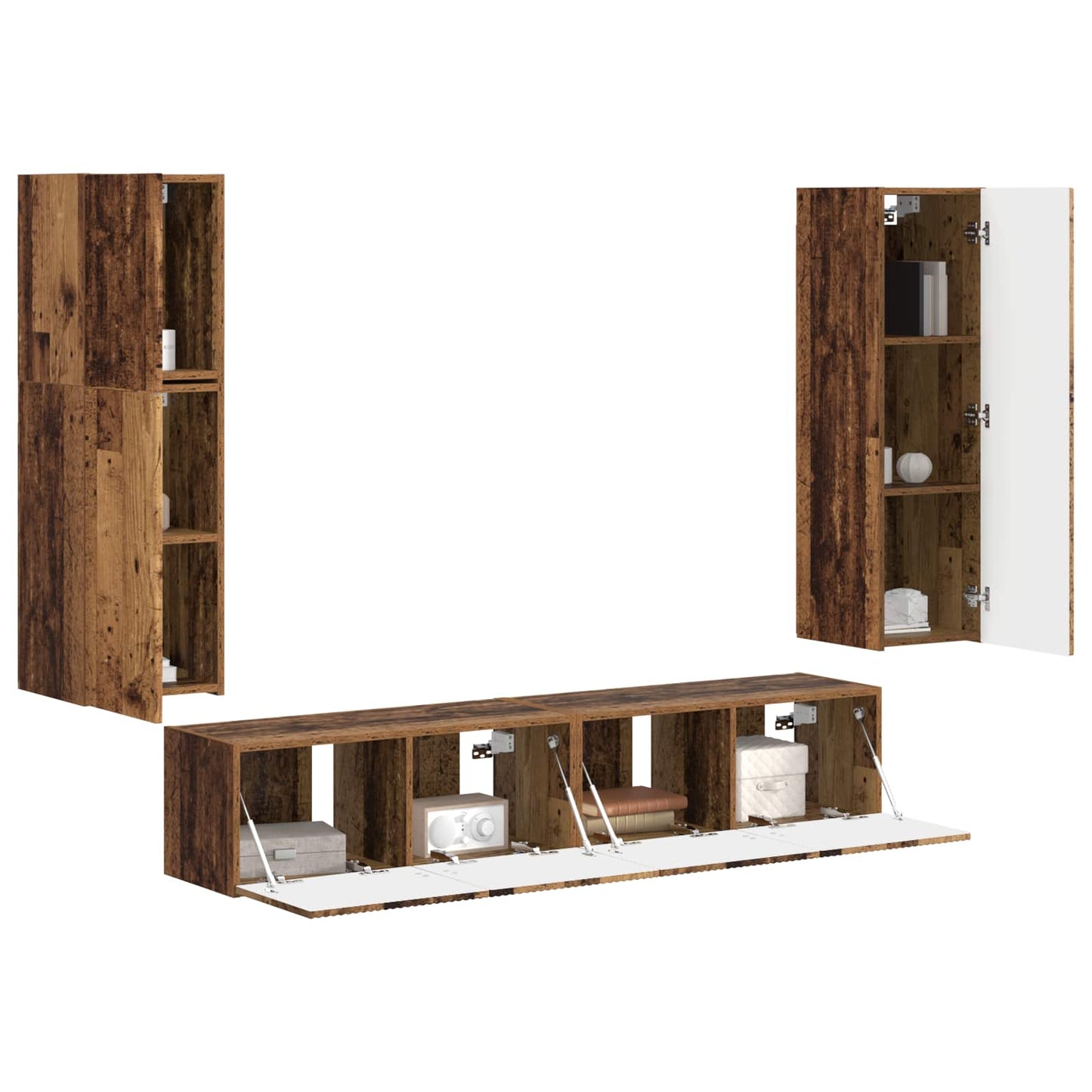 vidaXL TV Cabinet Set 4 pcs Old Wood Engineered Wood 3