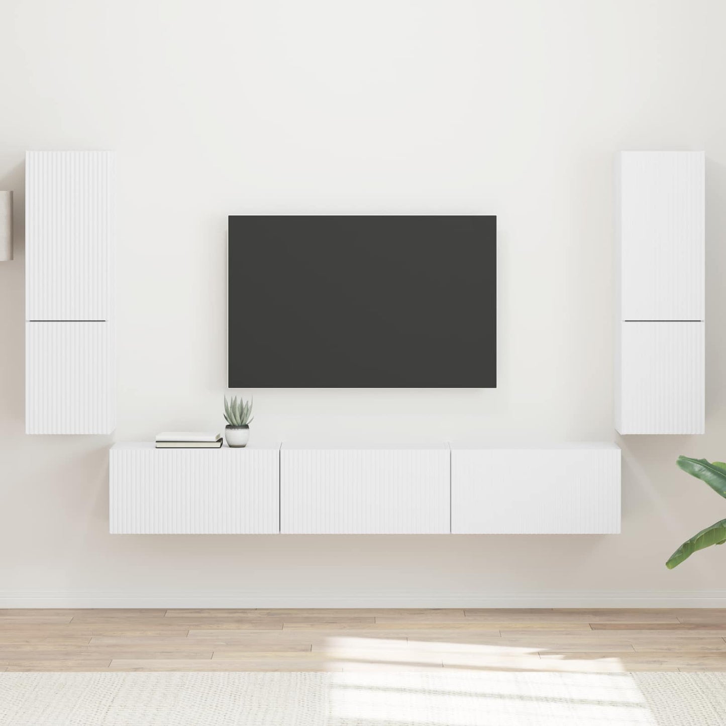 vidaXL TV Cabinet Set 4 pcs White Engineered Wood 1